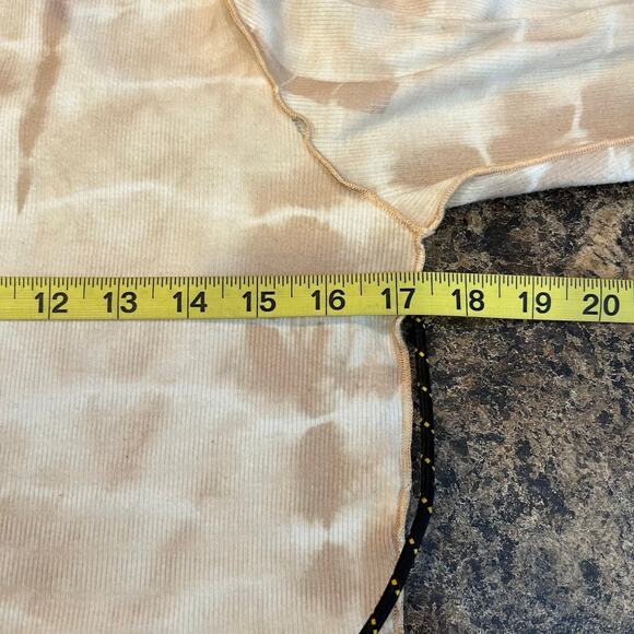 Adika Brown Tie Dye Crop Ribbed Shirt Medium - Picture 3 of 4